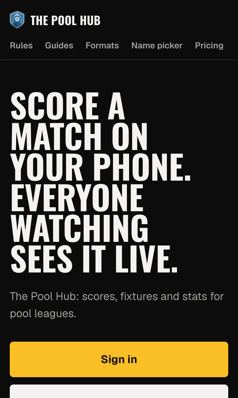 The Pool Hub on a phone